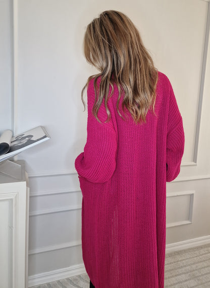 Cardigan  Lång Penny Cerise