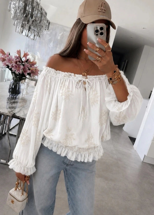Singoalla blus med smock Vit