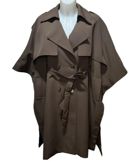 LUMEA – Dubbelknäppt trenchcoat med skärp Brun