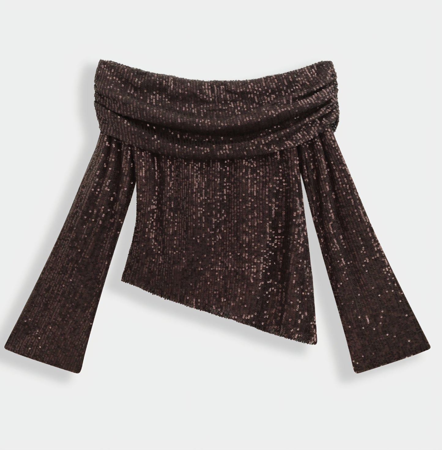 ASYMMETRISK PALJETTTOPP Brun