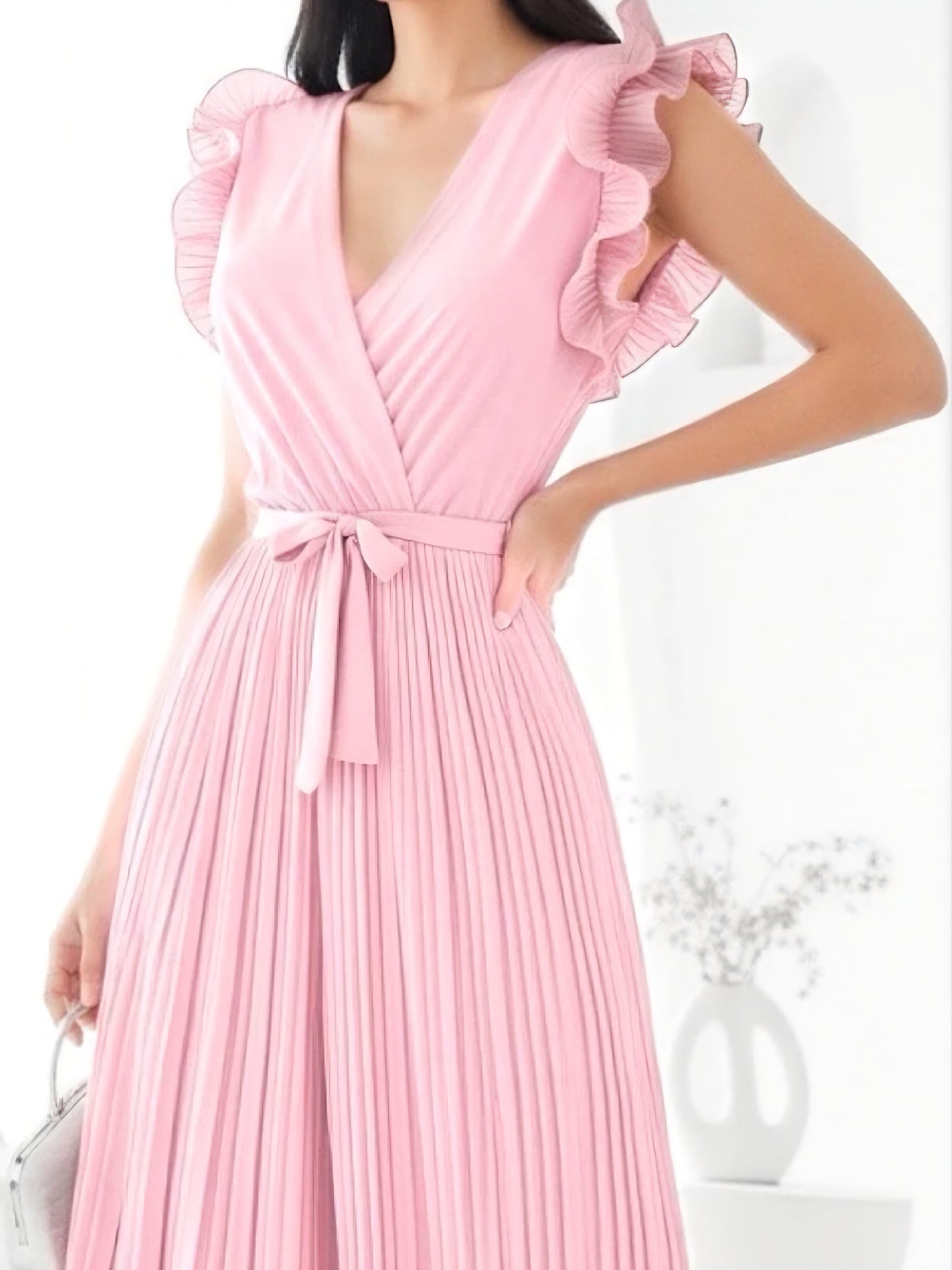Plisserad byxdress Ljusrosa