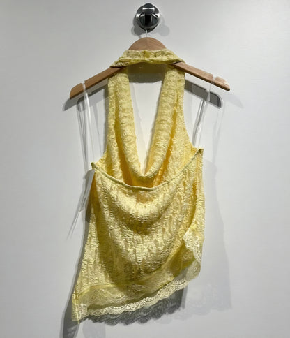 Topp stretchig spets Gul