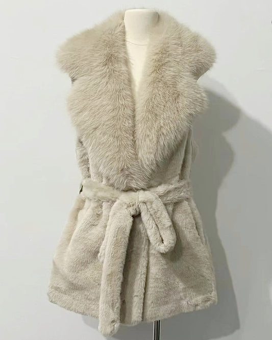 Fuskpäls Väst Beige
