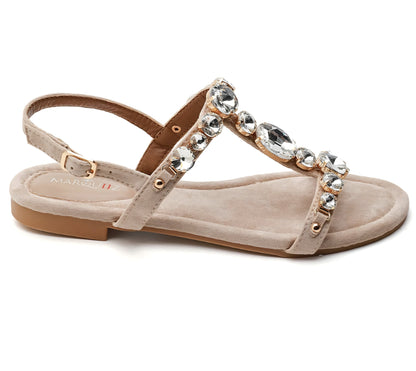 Eleganta sandaler med diamanter  Beige