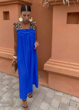 Load image into Gallery viewer, Klänning med leopardband Royalblue
