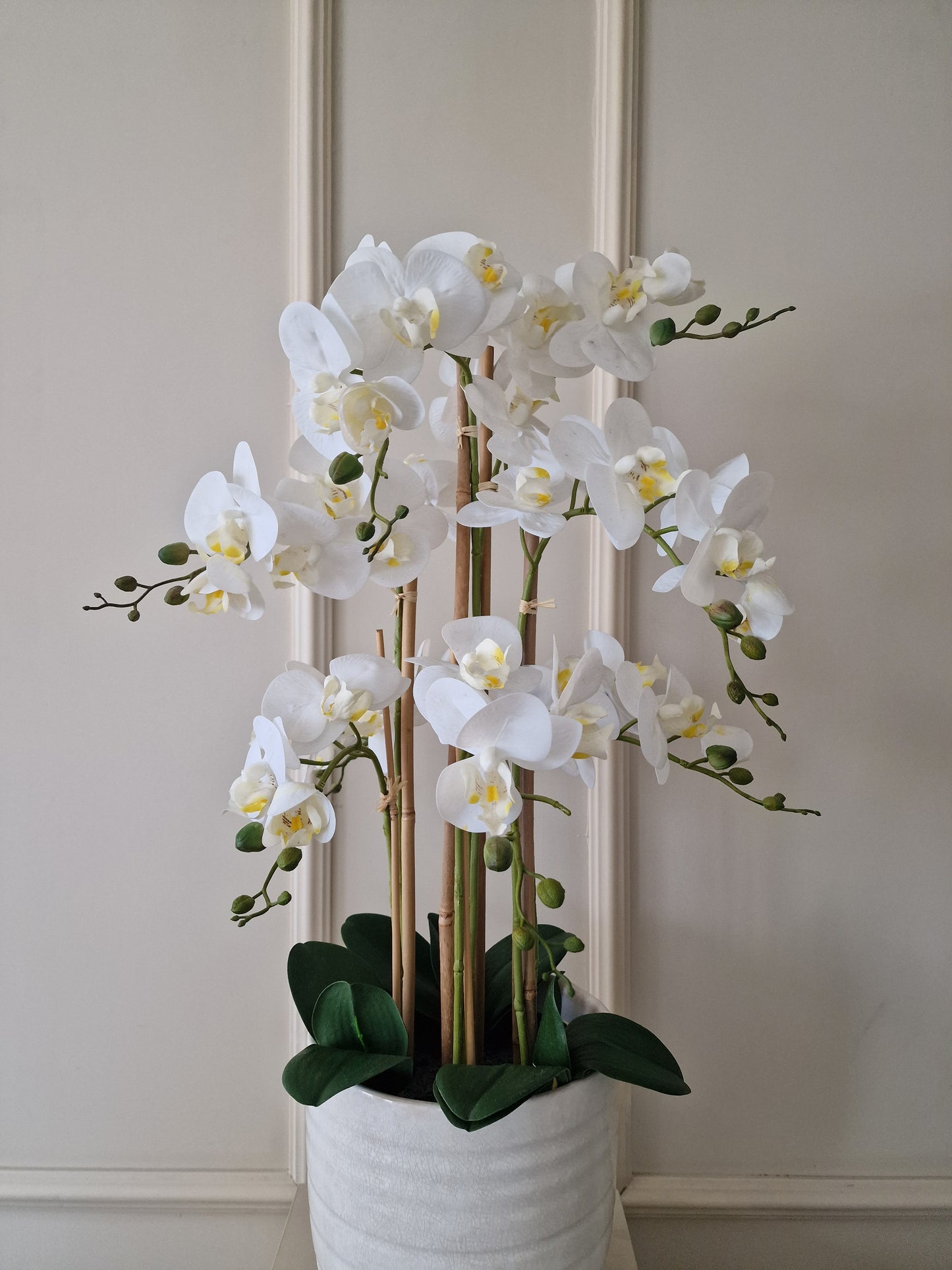 Konstgjord Orkidé 80 cm, 8 stam Vit