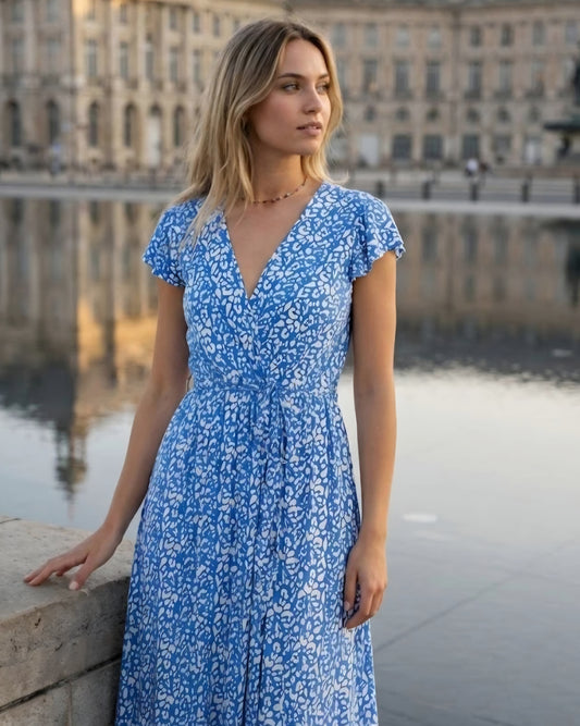 Blommig maxiklänning Blå