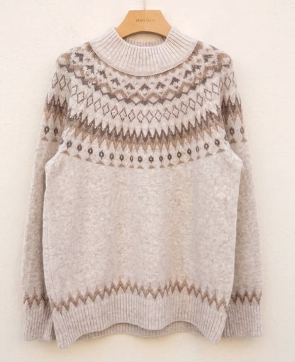 Trendig jacquardtröja Beige