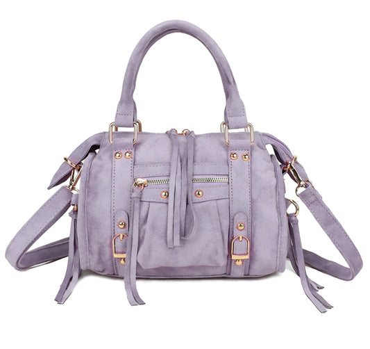 Gallantry mockahandväska med dragkedjor och fransar Lila