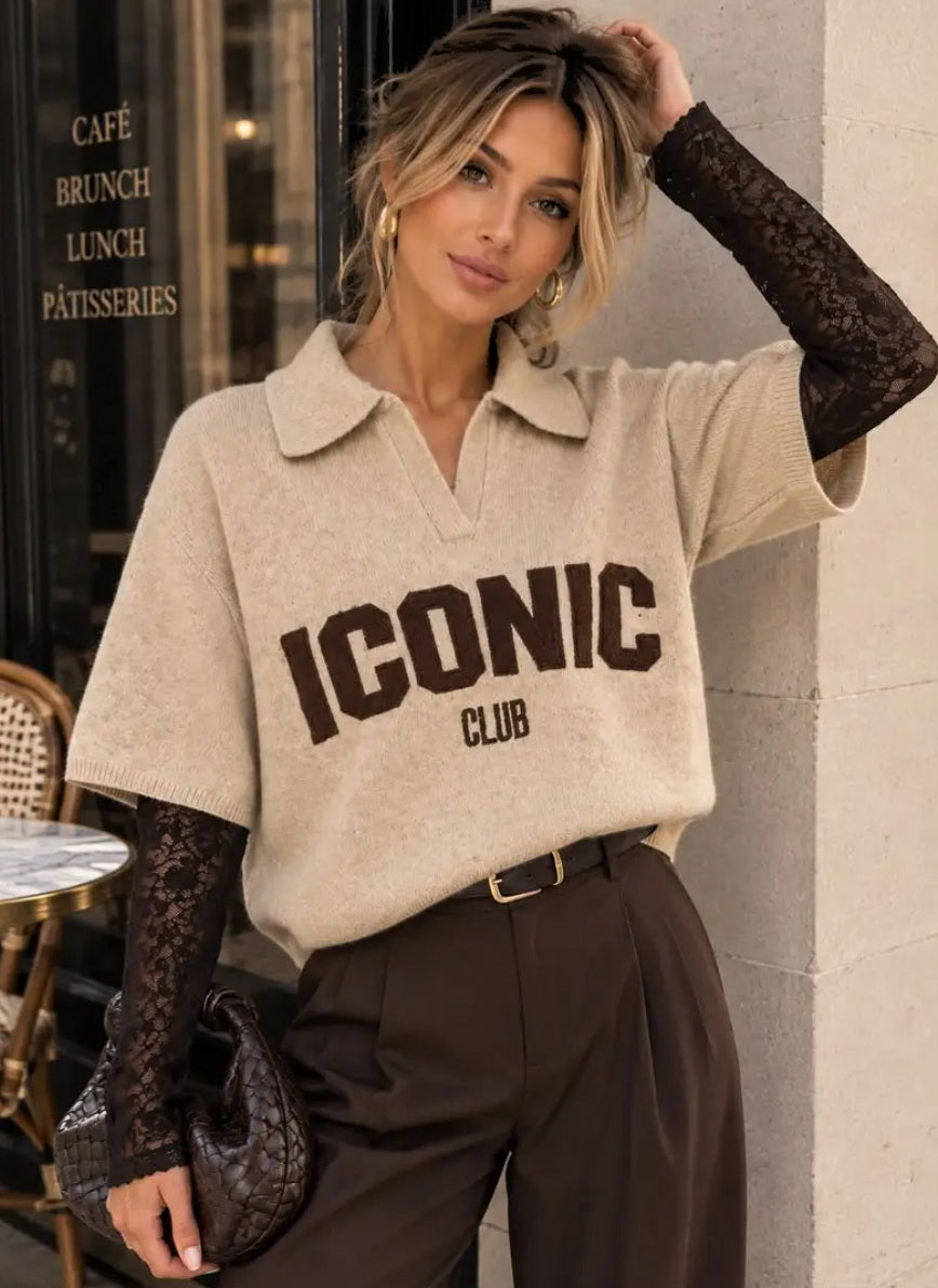 Iconic tröja med spets Beige