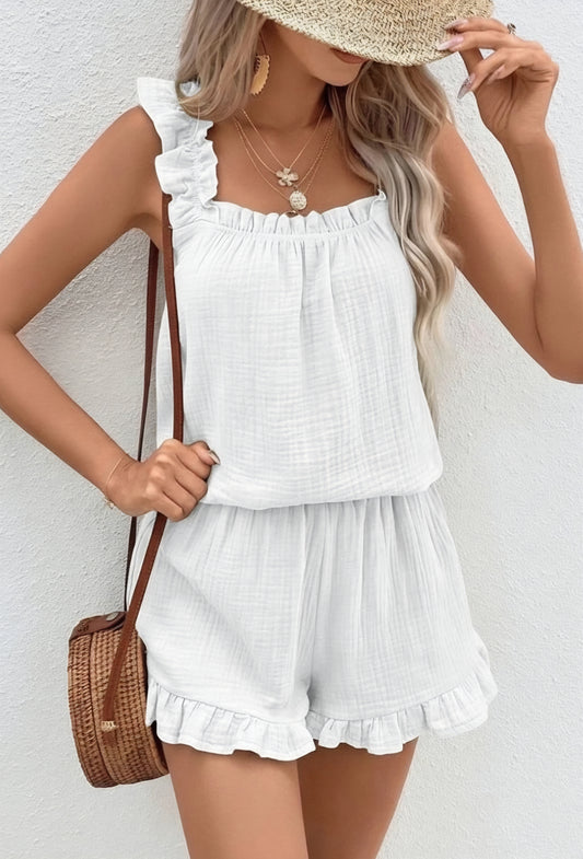 Set, Topp+Shorts Vit