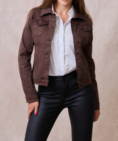 Klassisk stretch jeansjacka Coffee