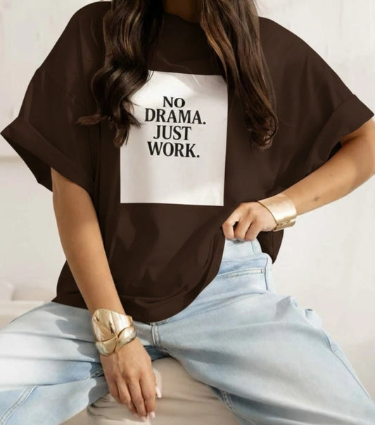 Tryckt överdimensionerad t-shirt - 100 % bomull Brun