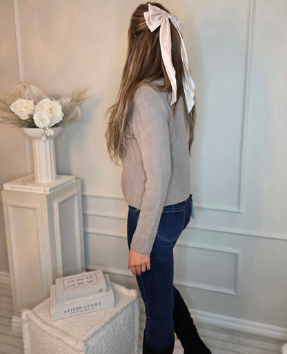 Långärmad kofta med knappar Taupe