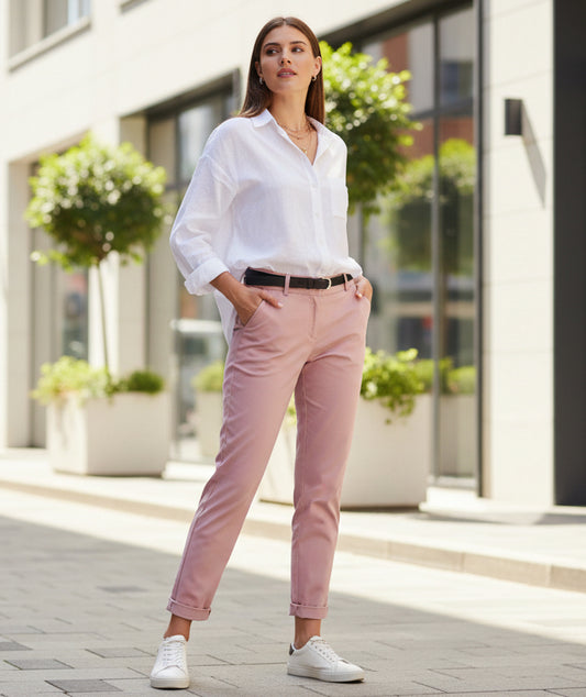 LUCQUE klassiska enfärgade stretchbyxor Rosa