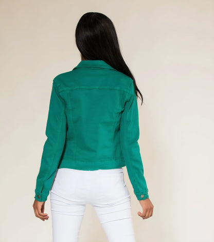 Klassisk stretch jeansjacka Gräsgrön