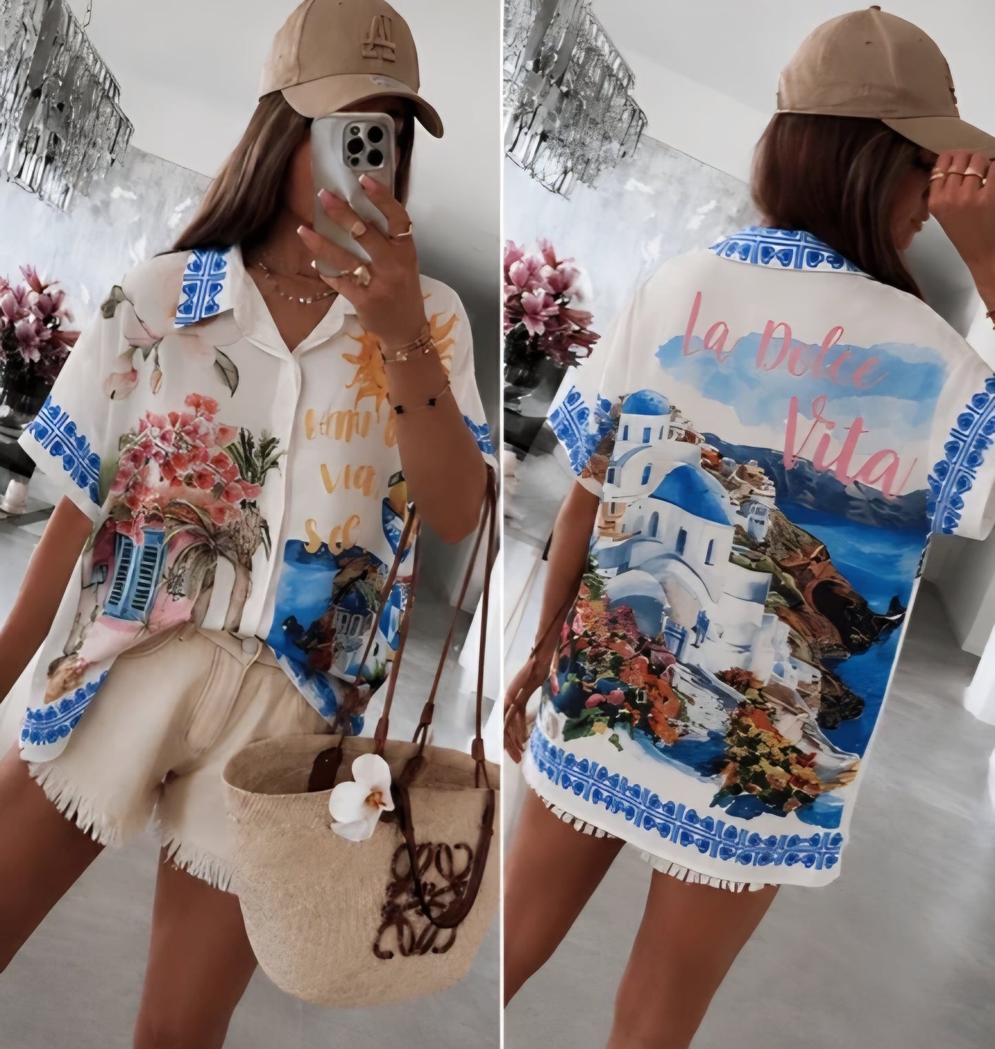 Oversize sommar skjorta Blå