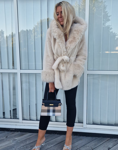 Fuskpäls jacka Zina Beige