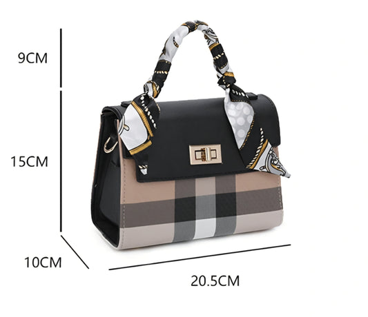 Handväska rutig Svart/Beige