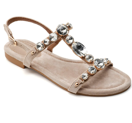 Eleganta sandaler med diamanter  Beige