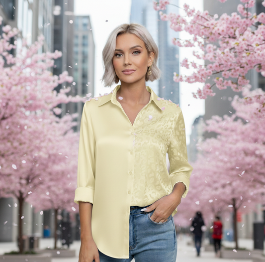 Tryckt skjorta Gul leopard