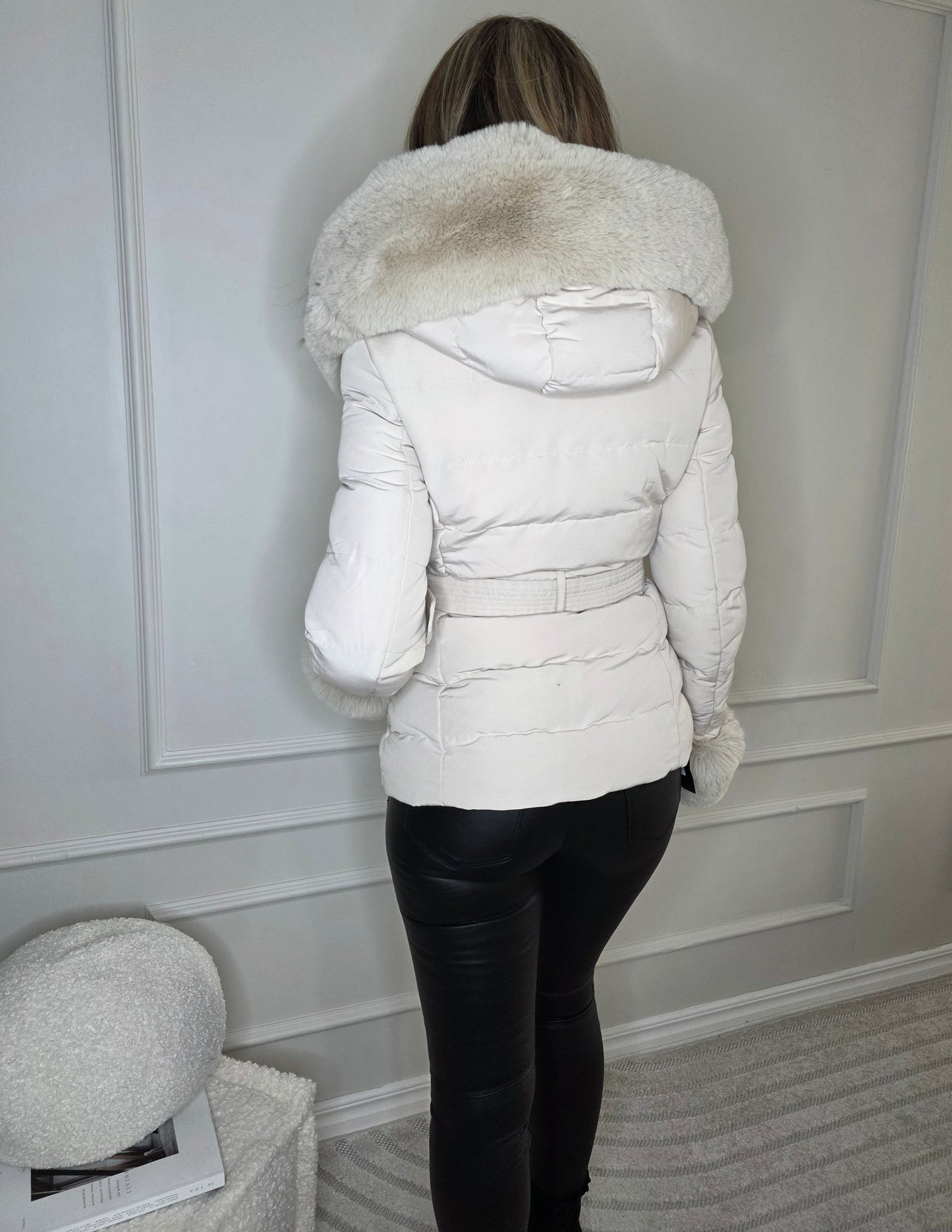 Dunjacka Ally med fuskpäls Beige
