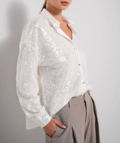 Paljettskjorta Vit