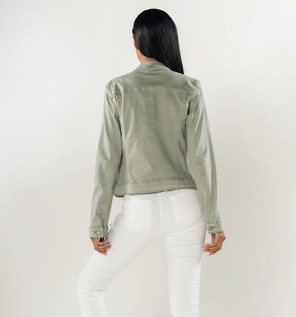 Klassisk stretch jeansjacka Grön