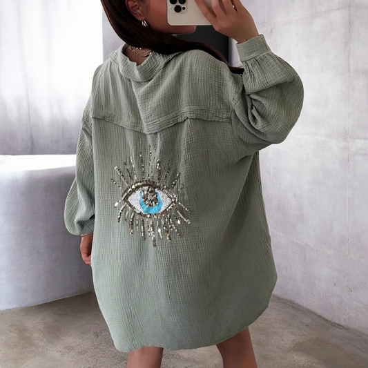 Bomullsskjorta Glitter Öga Grön