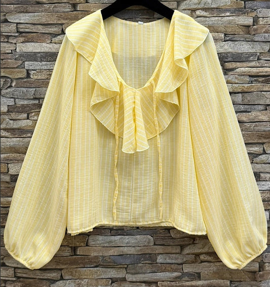 BETTY blus Randig Gul