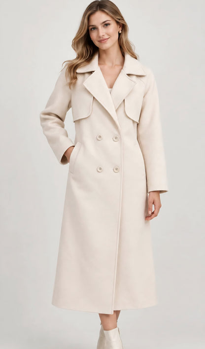 Lång fodrad kappa Beige