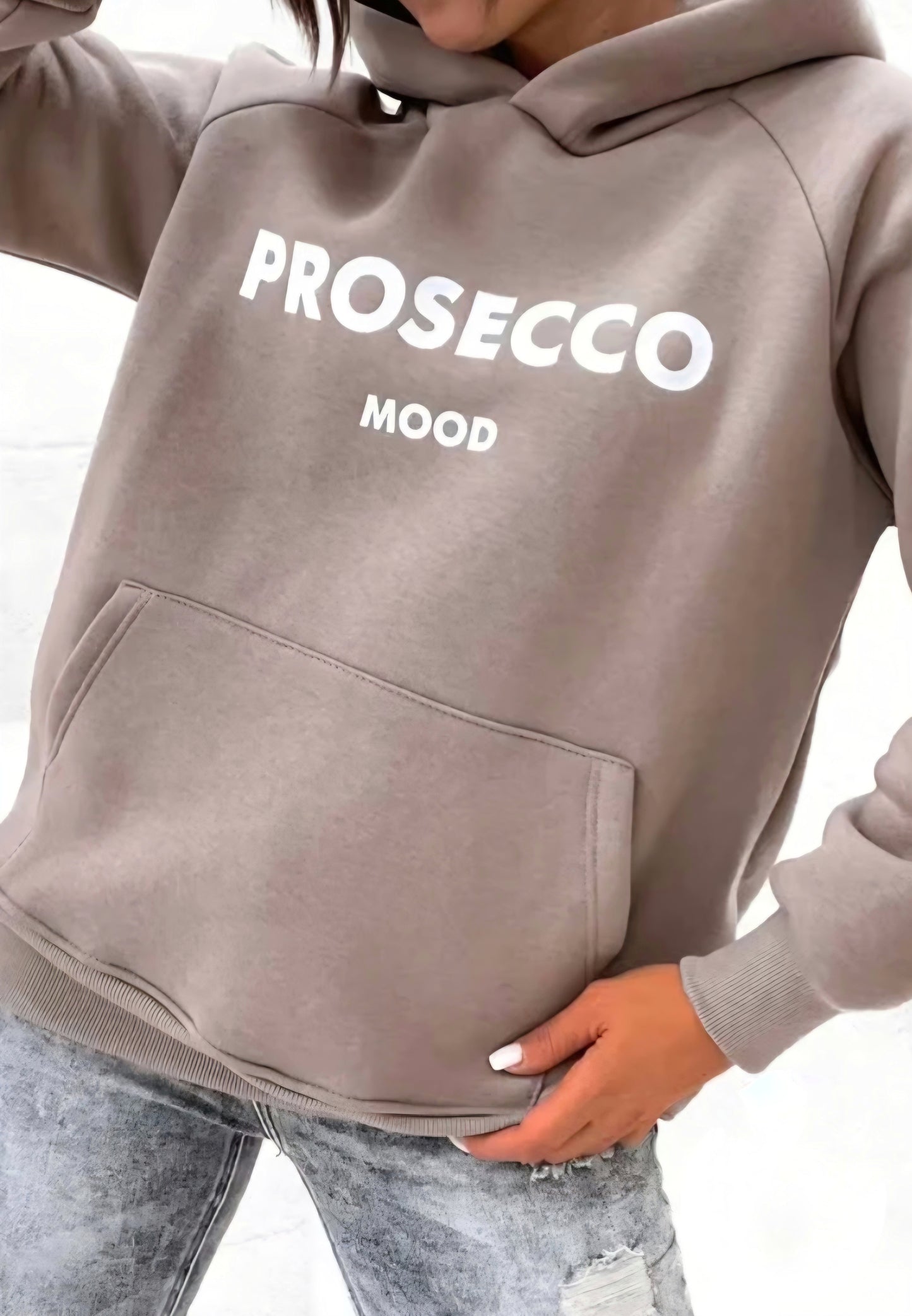Prosecco Mood Hoodie Taupe