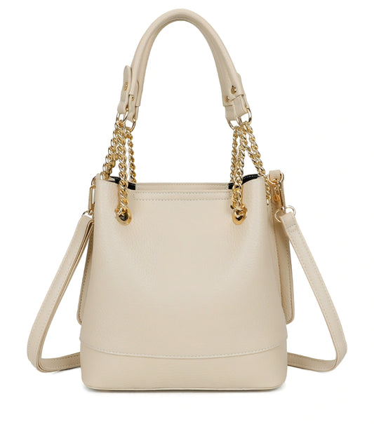 Handväska med kedja Beige
