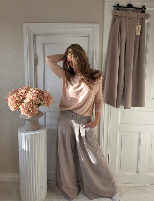 Elastiska Palazzo-byxor Taupe