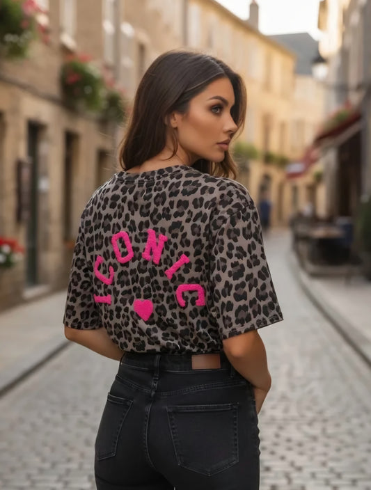 Bomulls-T-shirt med ICONIC-tryck Brun