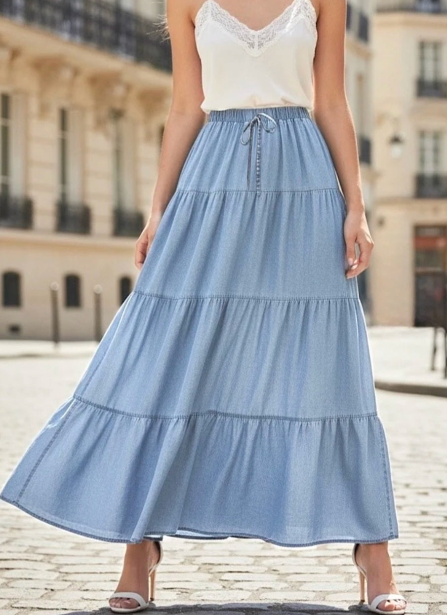 Lyocell kjol Ljusblå