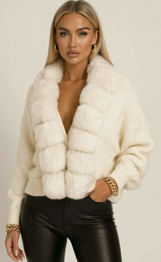 Kofta avtagbar fuskpäls Vit