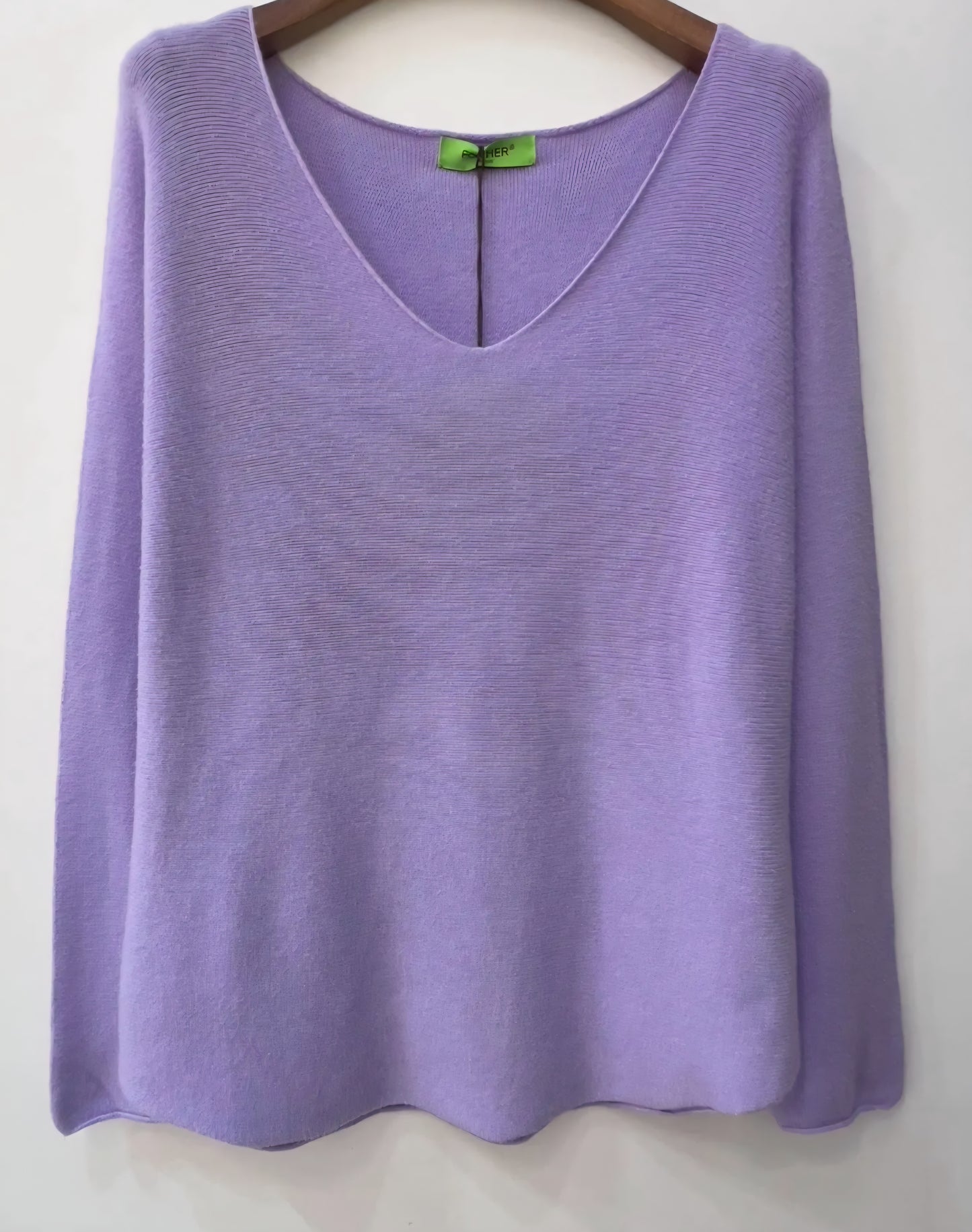 Sömlös stickad tröja Lila