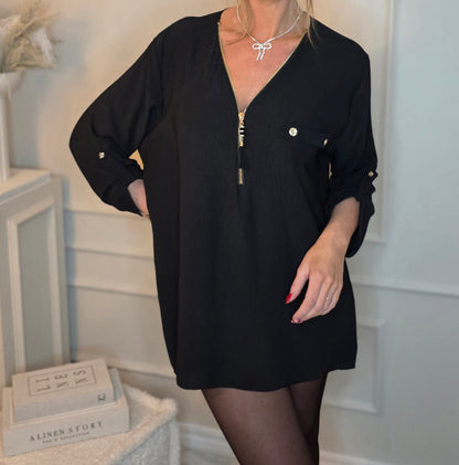 Topp med dragkedja Svart, Plussize