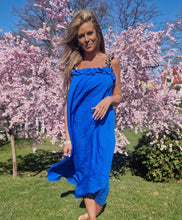 Load image into Gallery viewer, Klänning med leopardband Royalblue
