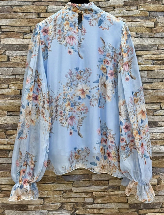 SYLVIA blus Blommig Blå