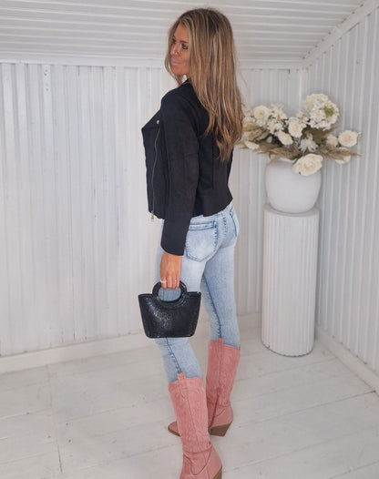 Perfecto mocka JACKET SVART