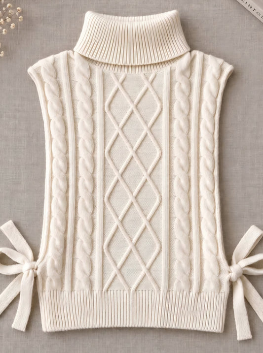 Poloväst med sidoknyt Beige