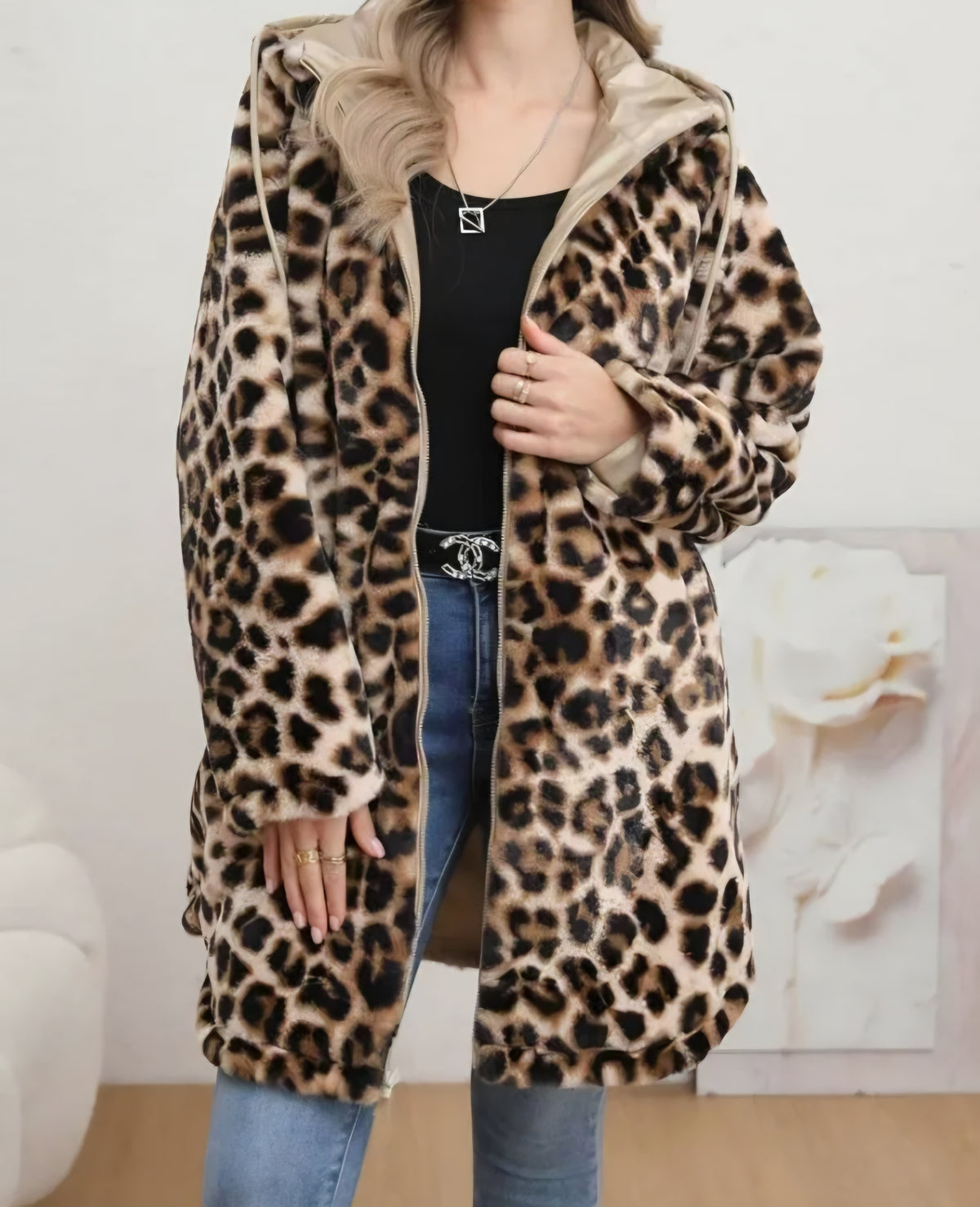 Vändbar vattentät-leopard kappa
