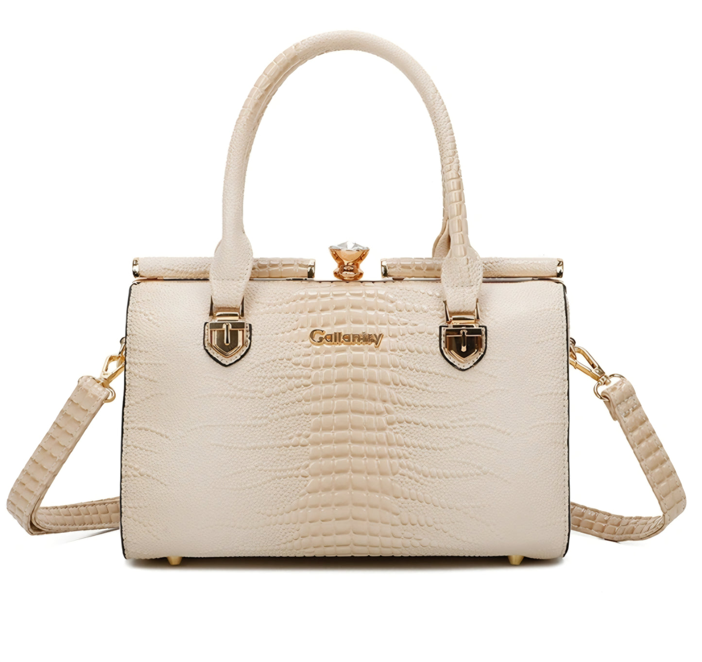 Gallantry Shiny Croco Handväska Beige