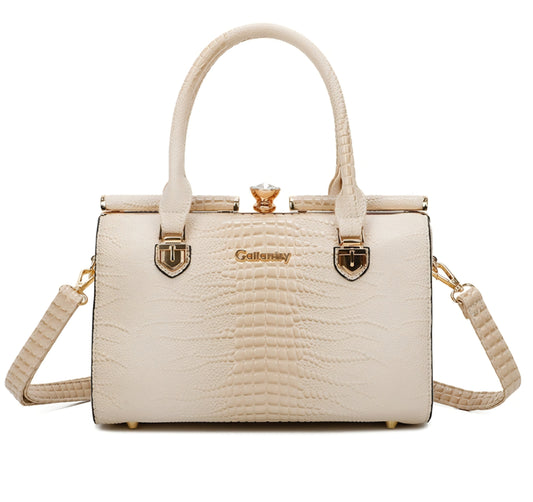 Gallantry Shiny Croco Handväska Beige