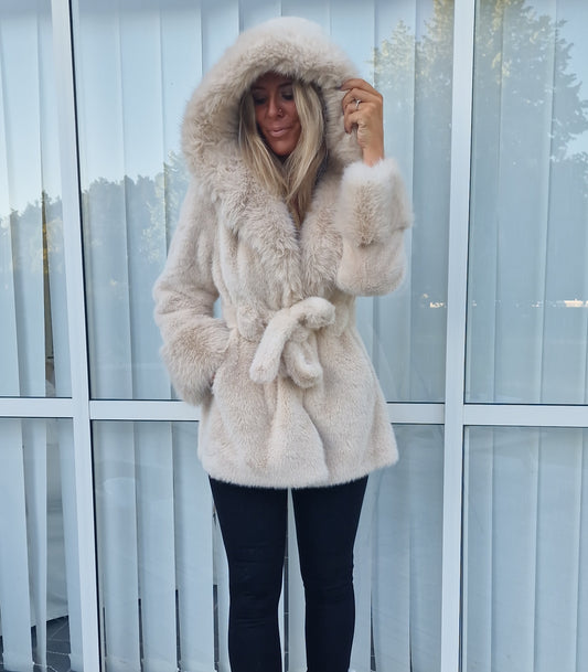 Fuskpäls jacka Zina Beige