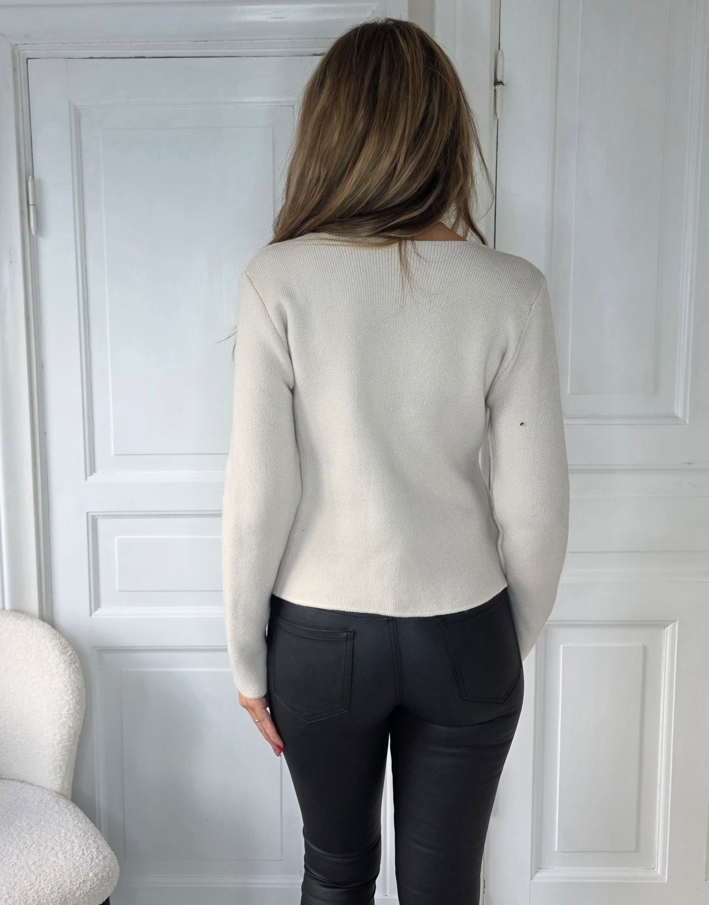 Långärmad kofta med knappar Beige