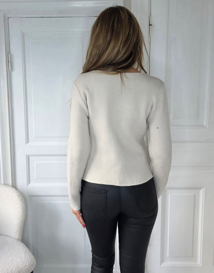 Långärmad kofta med knappar Beige