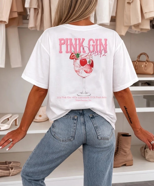 Bomulls-t-shirt med tryck Pink